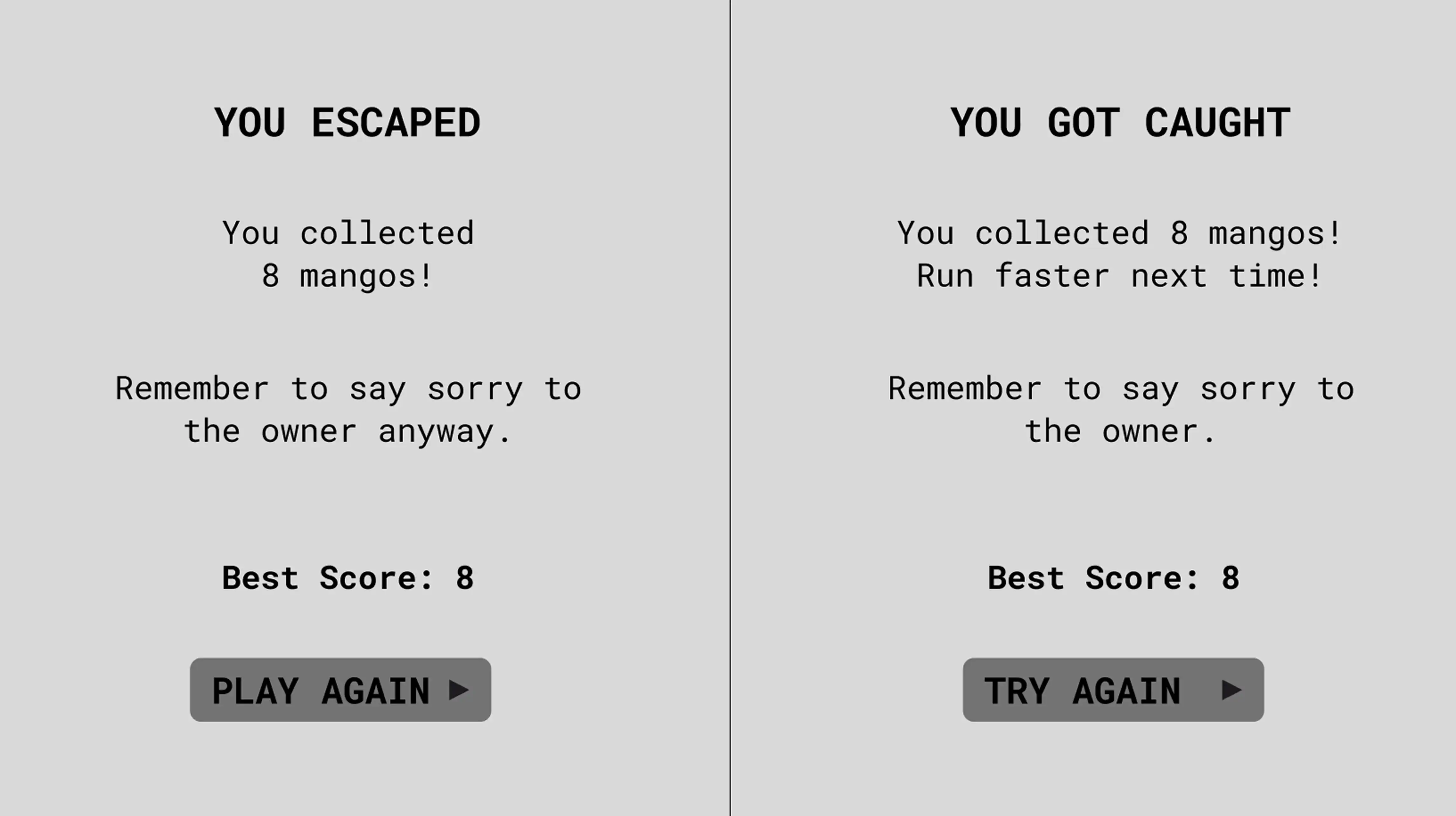 result screen