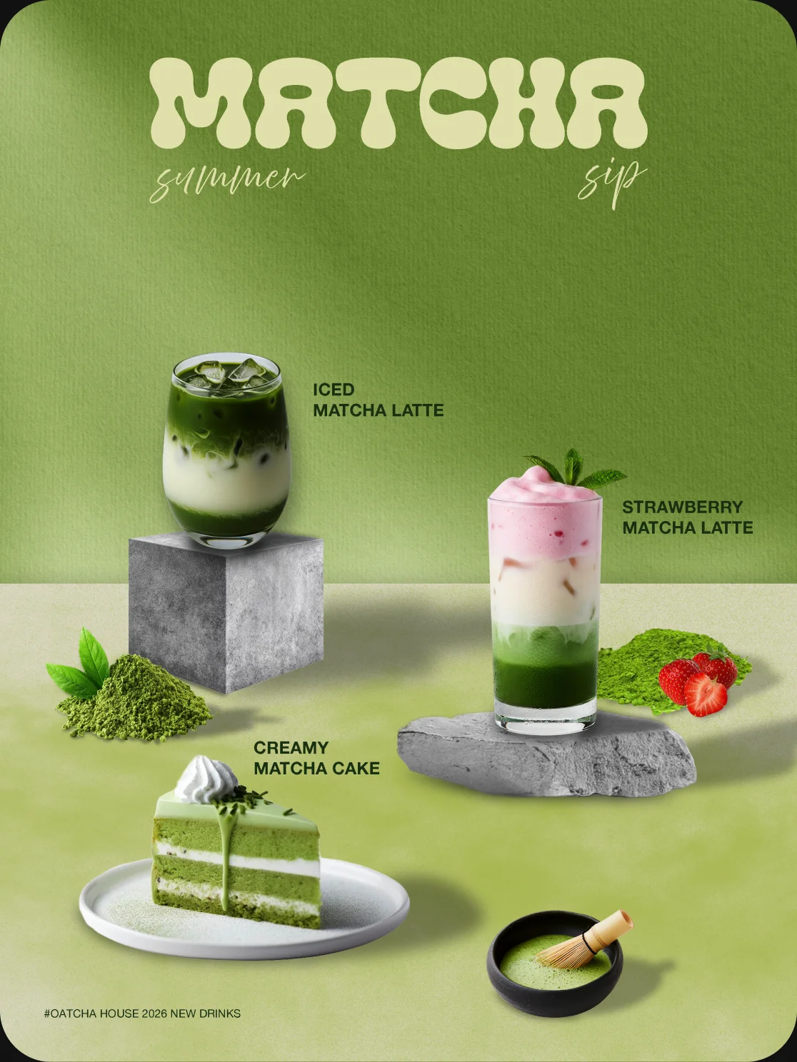 Oatcha House summer matcha promo poster