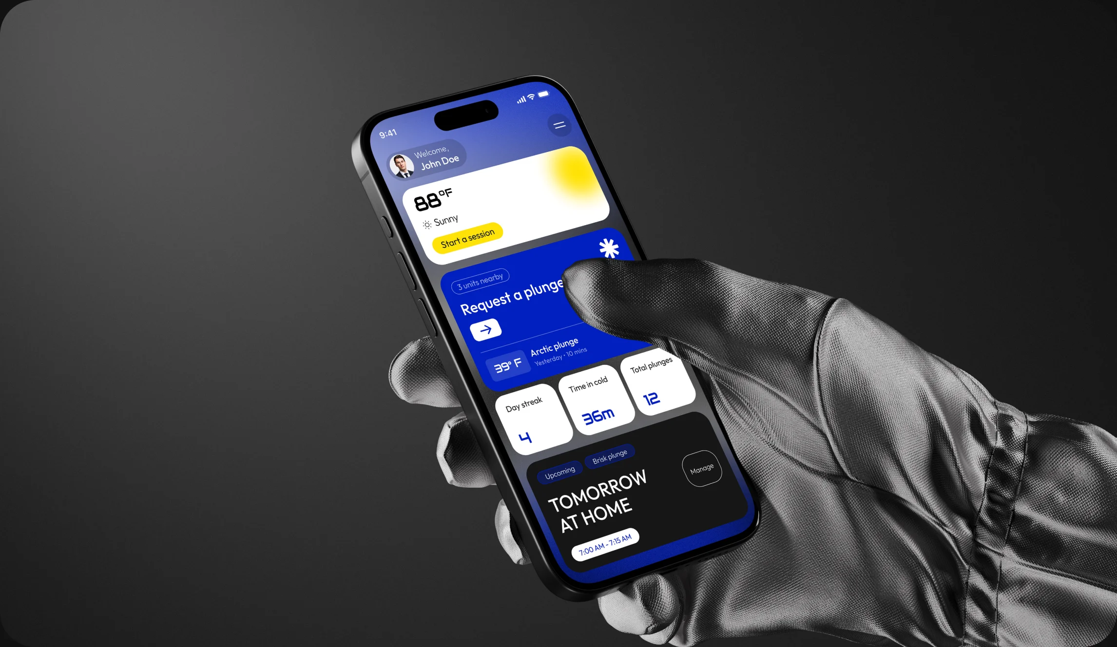 Person holding a phone with the Thaw app open
